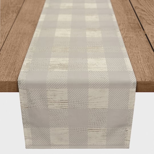 72" Gray Buffalo Check Cotton Twill Runner